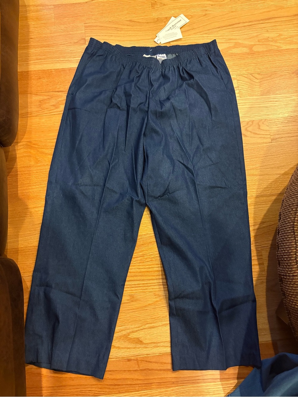 Women’s Elastic-Waist Navy Pants